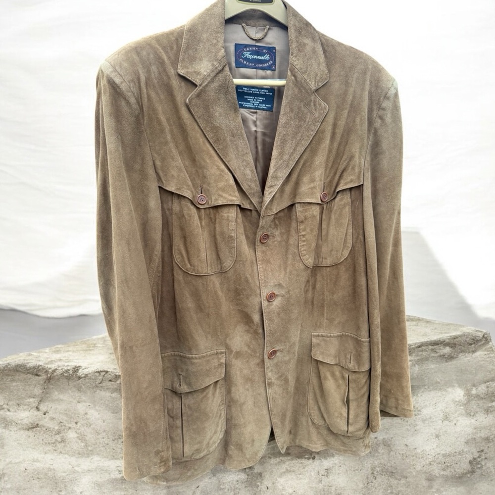 Faconnable Suede Safari Field Jacket Designed by Albert Goldberg